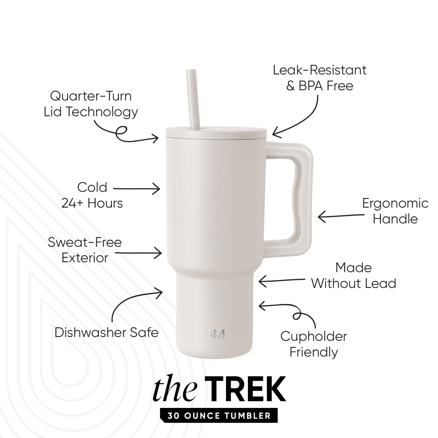 Simple Modern 30 fl oz Insulated Stainless Steel Trek Tumbler with Straw Lid | Seaglass Sage and Cream Checkmate | P40Y