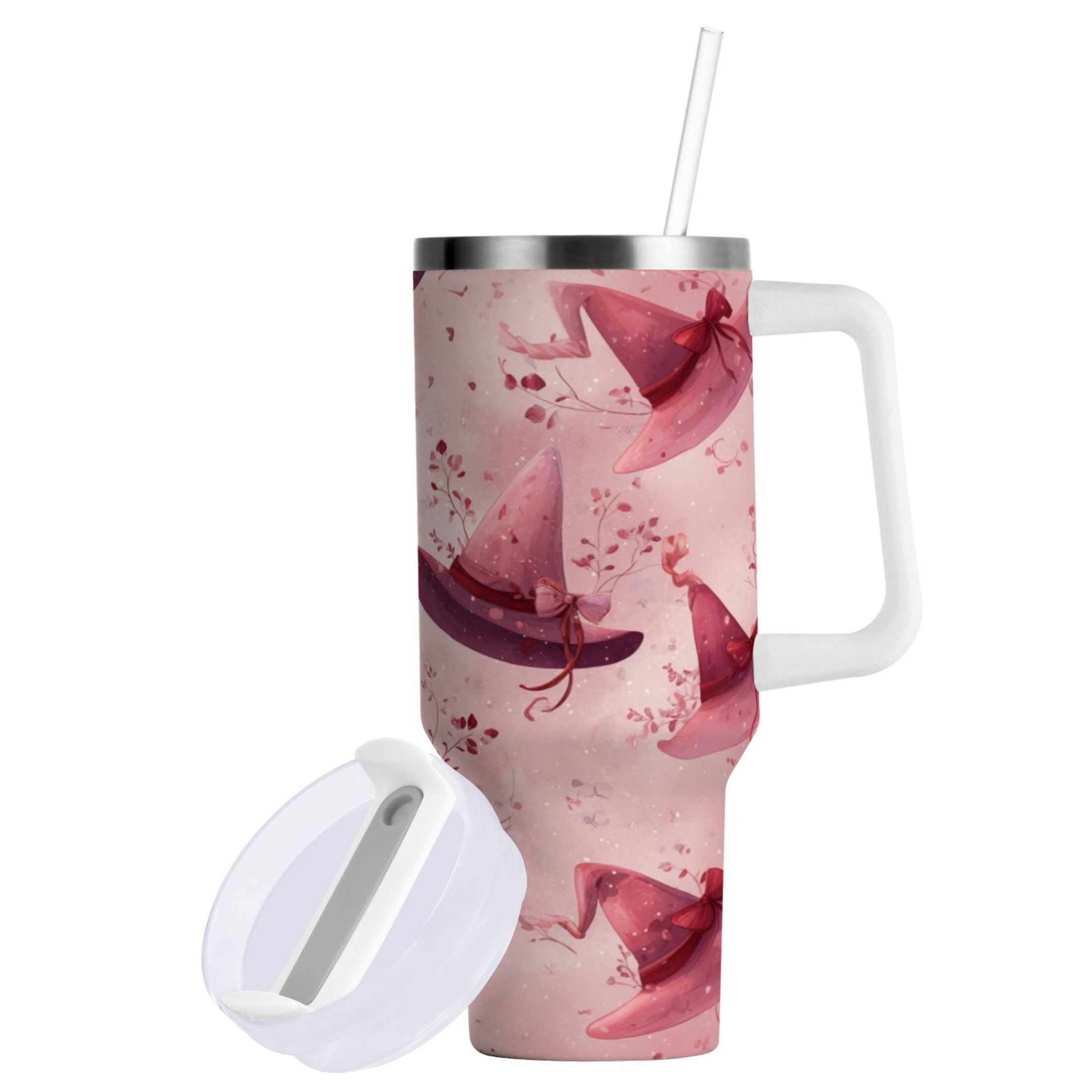 30 oz Insulated Stainless Steel Tumbler Double Wall Stainless Steel Tumbler with 2-Way Drinking Hats with Delicate Bows | R679