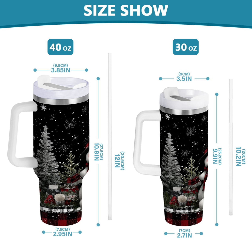 30 oz Insulated Stainless Steel Tumbler Double Wall Stainless Steel Tumbler with 2-Way Drinking Christmas Snowman | VBXY