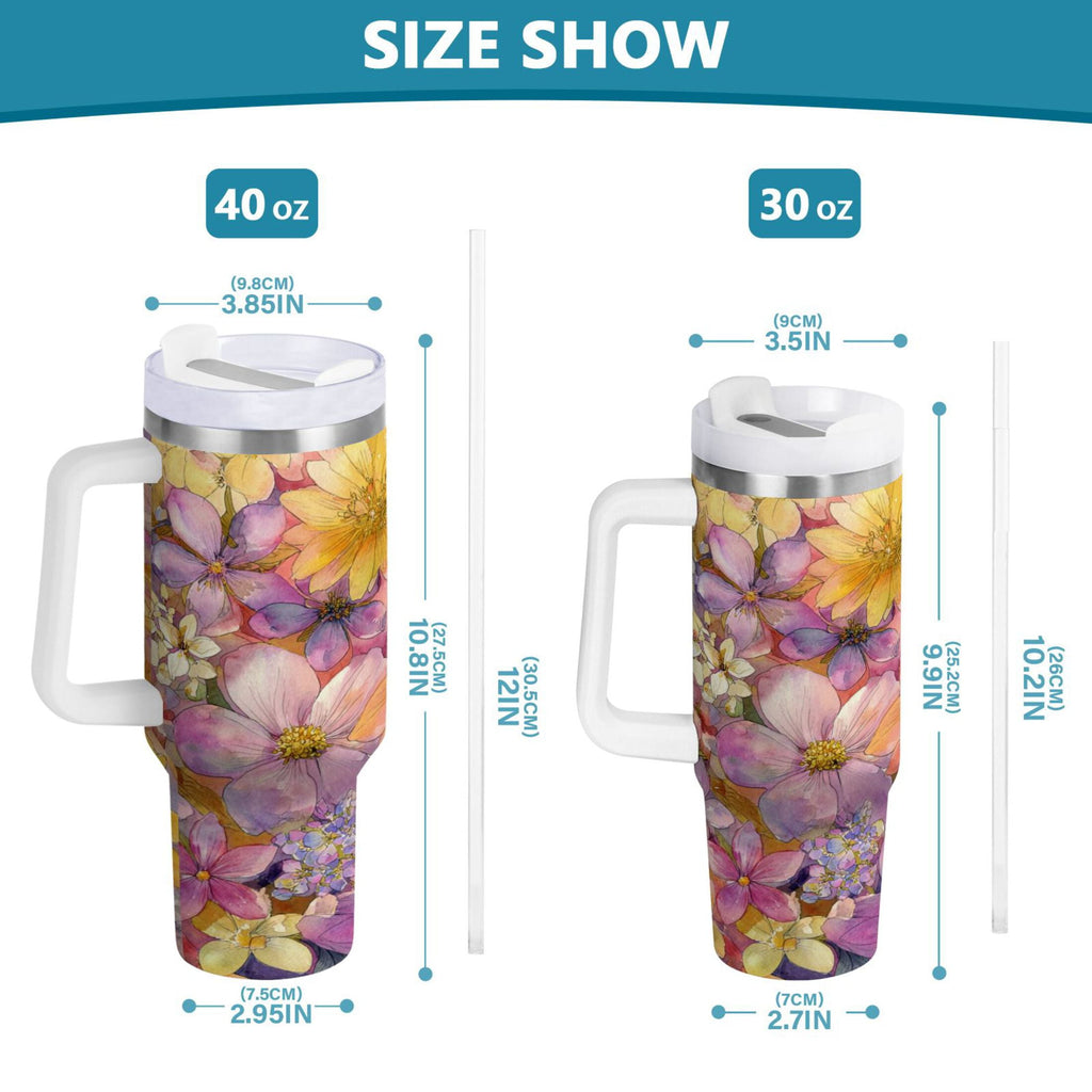 30 oz Insulated Stainless Steel Tumbler Double Wall Stainless Steel Tumbler with 2-Way Drinking Summer Blossoms | B5A0