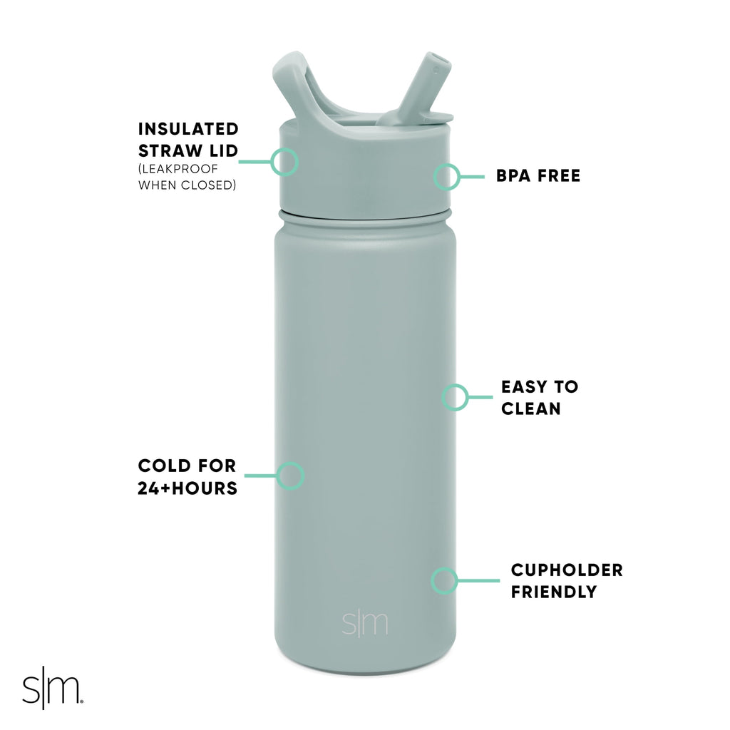 Simple Modern Summit Water Bottle Straw Lid Vacuum Insulated Stainless Steel Bottle | 18 fl oz | 10SG