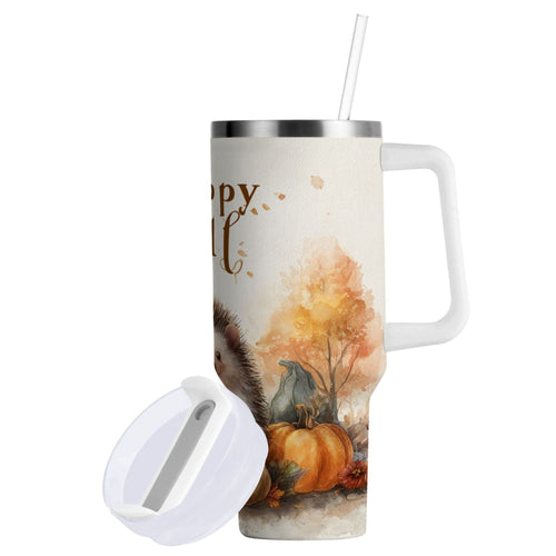 30 oz Insulated Stainless Steel Tumbler Double Wall Stainless Steel Tumbler with 2-Way Drinking Cute Little Hedgehog | EEQE