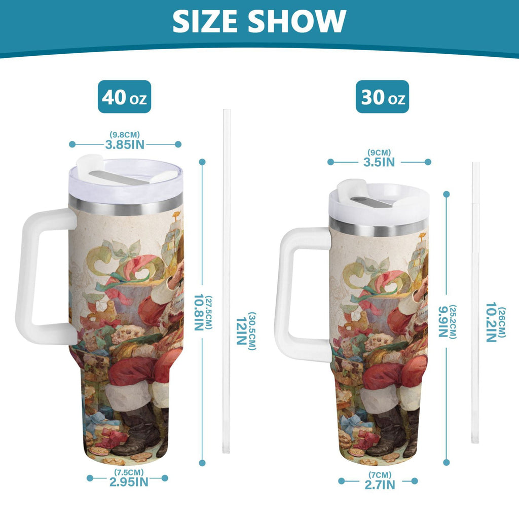 30 oz Insulated Stainless Steel Tumbler Double Wall Stainless Steel Tumbler with 2-Way Drinking Santa Claus Sitting in Chair | XZRA