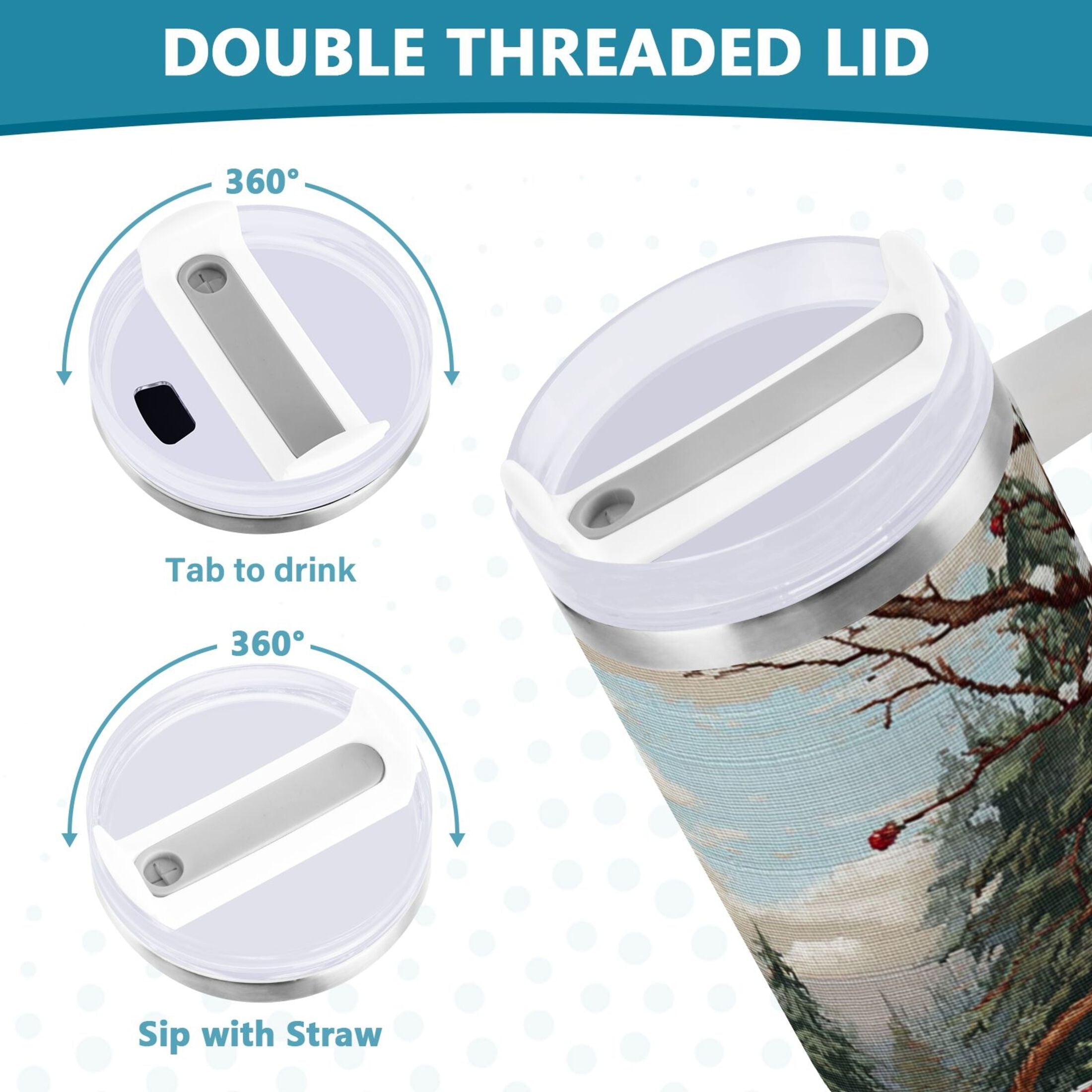 30 oz Insulated Stainless Steel Tumbler Double Wall Stainless Steel Tumbler with 2-Way Drinking Apples and Baskets | YUG8