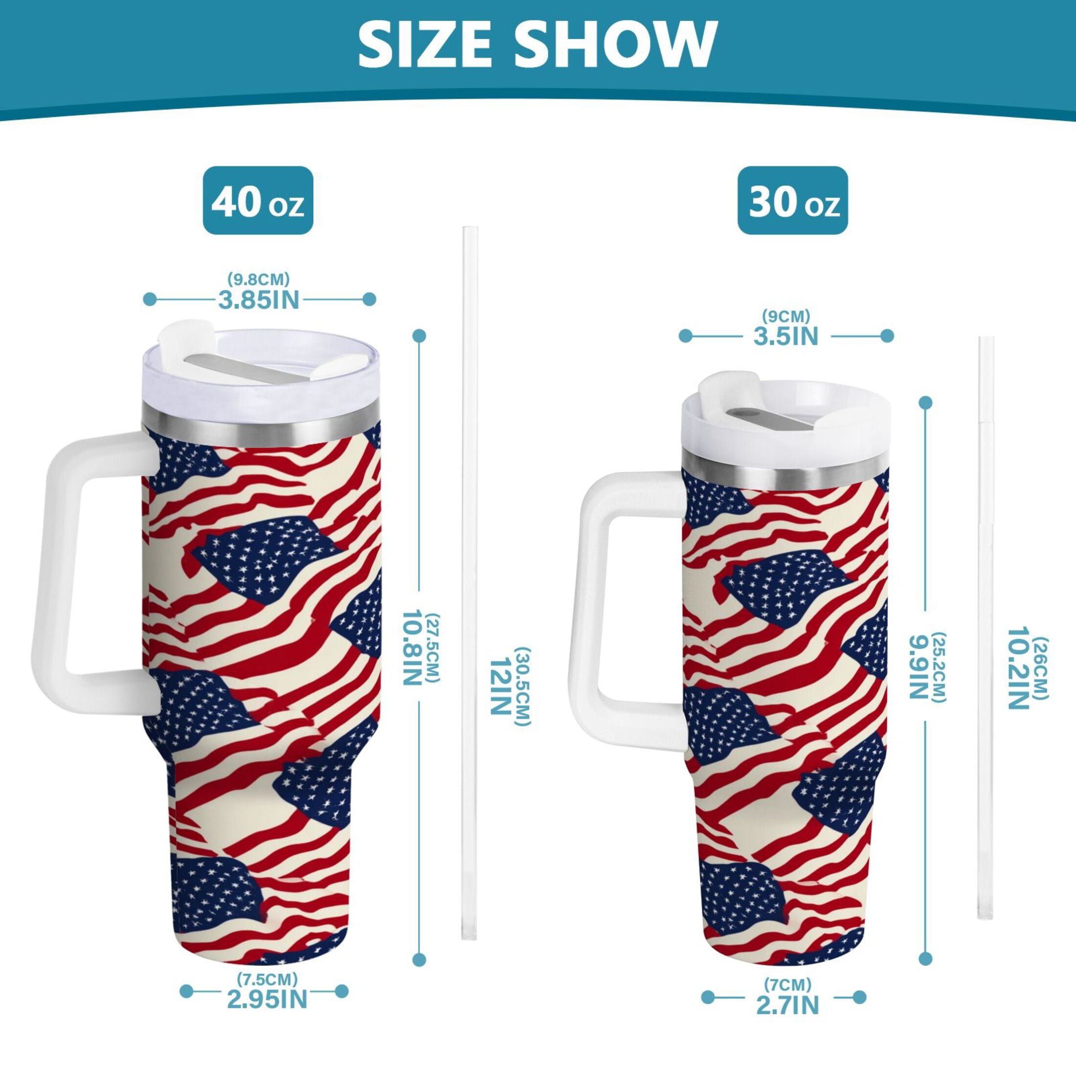 40 oz Insulated Stainless Steel Tumbler Double Wall Stainless Steel Tumbler with 2-Way Drinking Flags Abstract Design | S29J