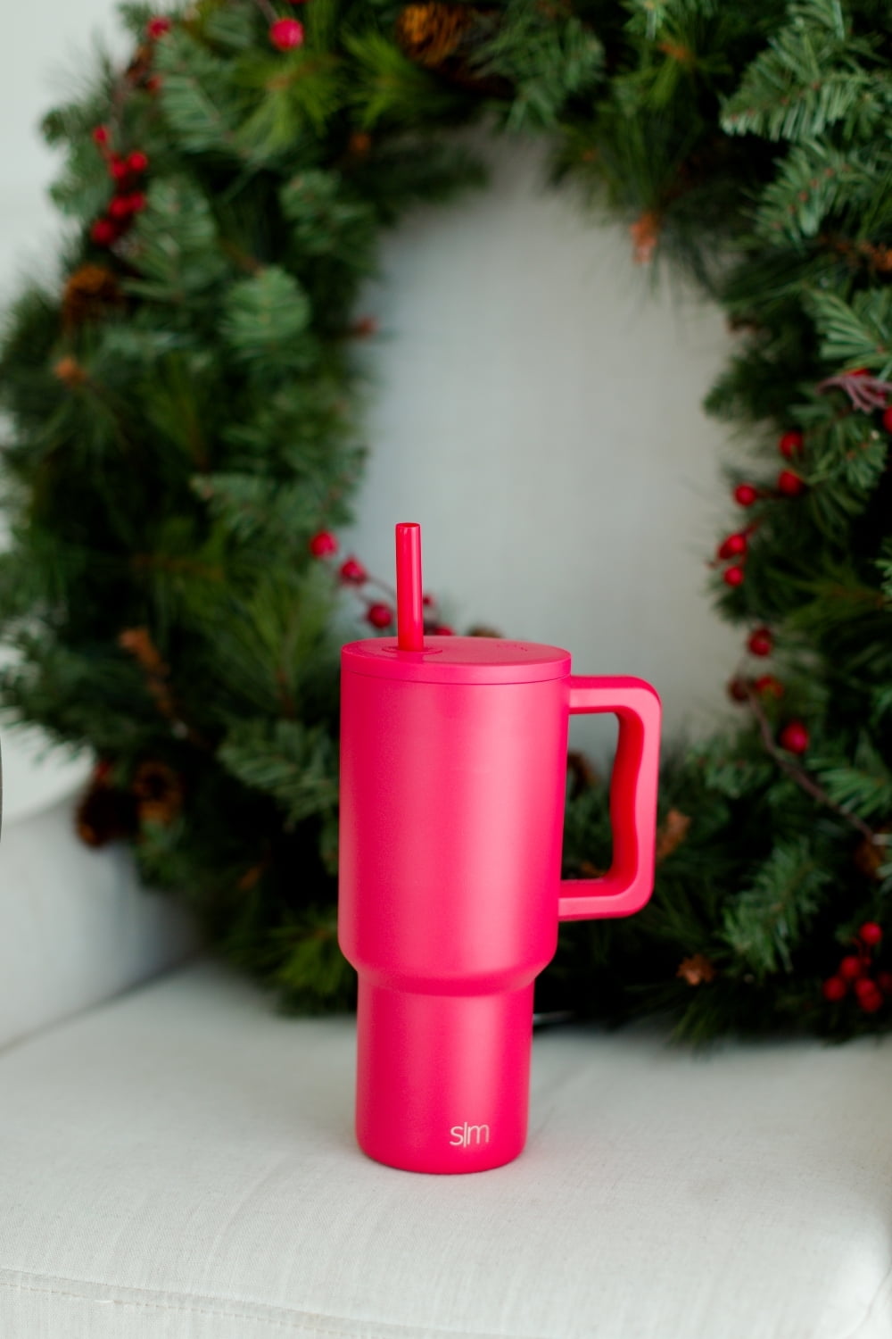 Simple Modern 30 fl oz Insulated Stainless Steel Trek Tumbler with Straw Lid | Seaglass Sage and Cream Checkmate | P40Y