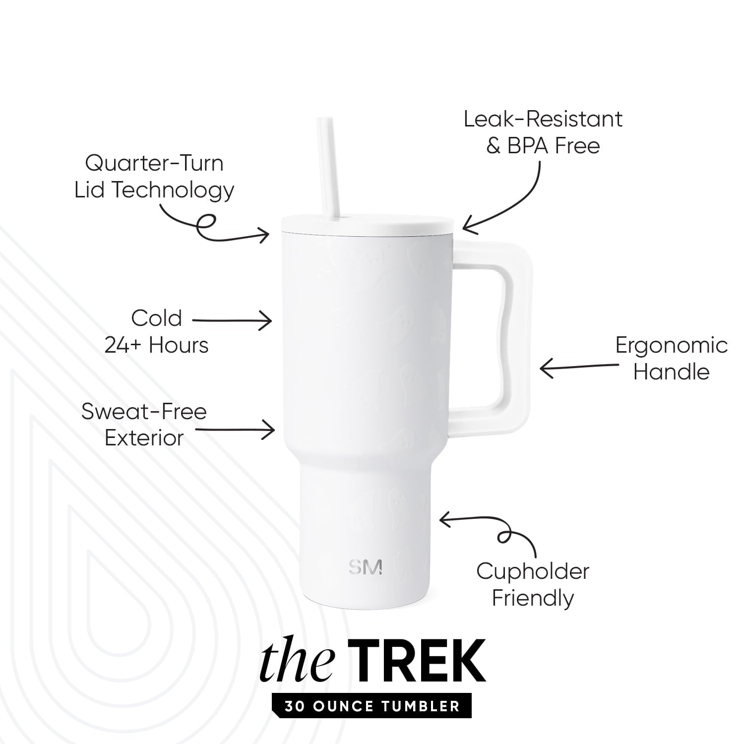 Simple Modern 30 fl oz Insulated Stainless Steel Trek Tumbler with Straw Lid | Seaglass Sage and Cream Checkmate | P40Y