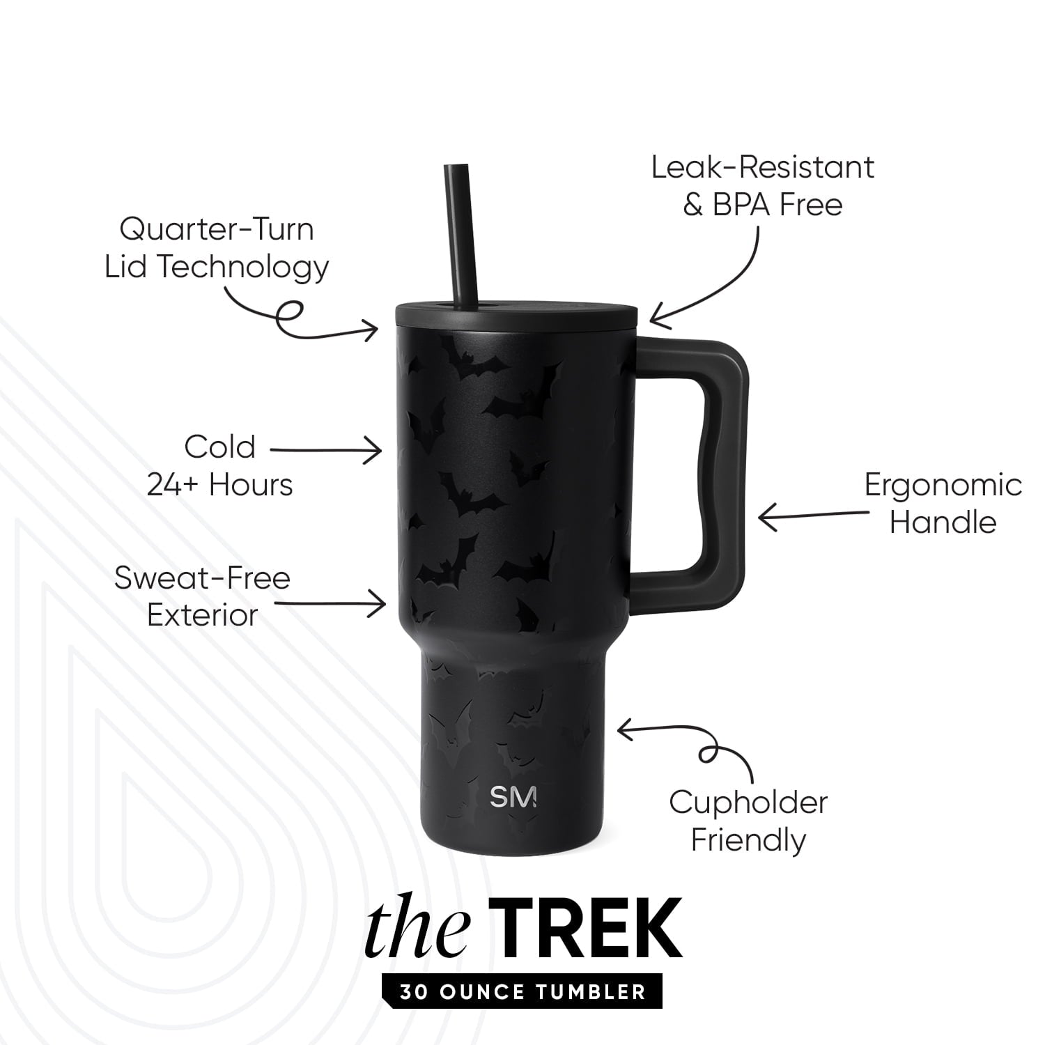 Simple Modern 30 fl oz Insulated Stainless Steel Trek Tumbler with Straw Lid | Seaglass Sage and Cream Checkmate | P40Y