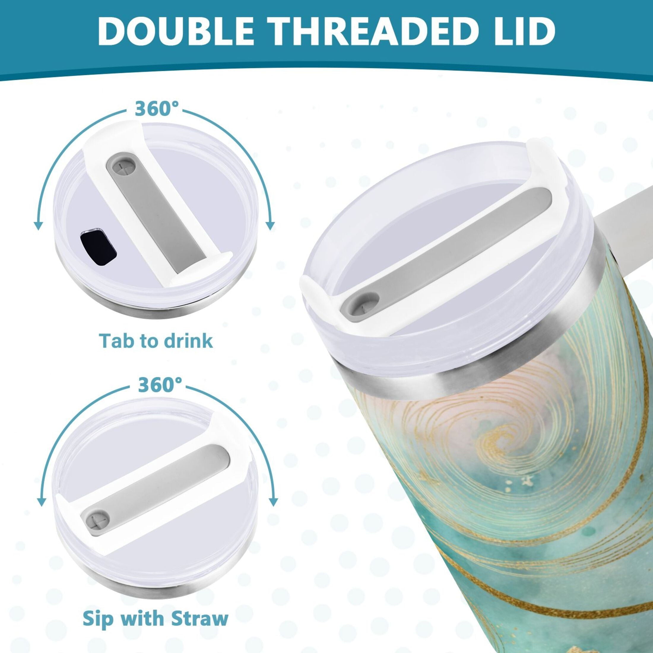 30 oz Insulated Stainless Steel Tumbler Double Wall Stainless Steel Tumbler with 2-Way Drinking Beautiful Swirling Lines | J3BV