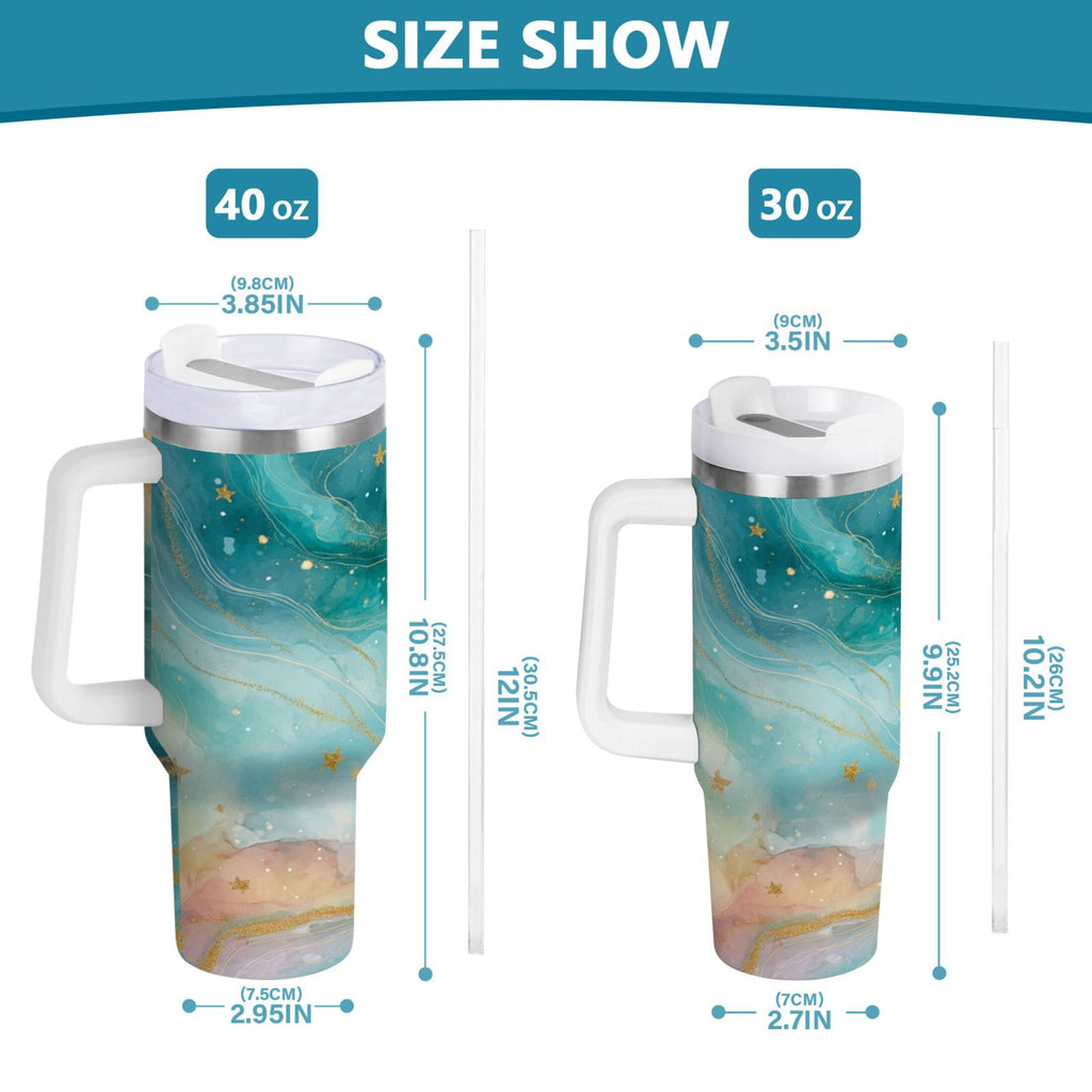 40 oz Insulated Stainless Steel Tumbler Double Wall Stainless Steel Tumbler with 2-Way Drinking Beautiful Watercolor Stars | 6GHE